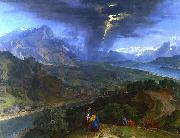 jean-francois millet Mountain Landscape with Lightning. Spain oil painting artist